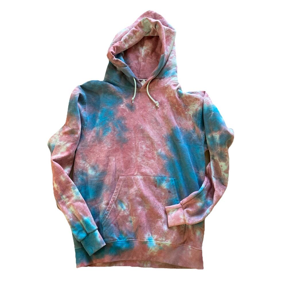 Artist Union Hoodie Sz S New Blue Red Tie Dye Pullover Retro 70s Patriotic‎